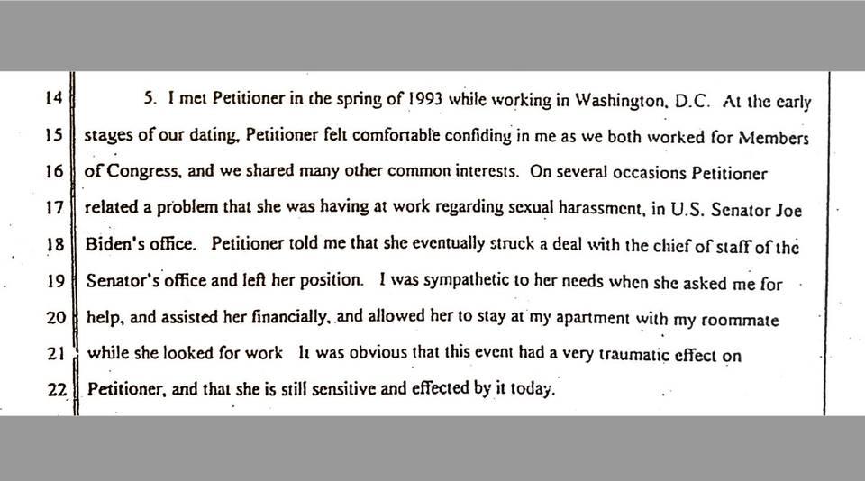 1996 Court Filing Corroborates Tara Reades Claim She Was Harassed ⋆